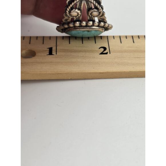 VINTAGE FRED HARVEY NATIVE AMERICAN TURQUOISE CUFF BRACELET - Picture 6 of 16